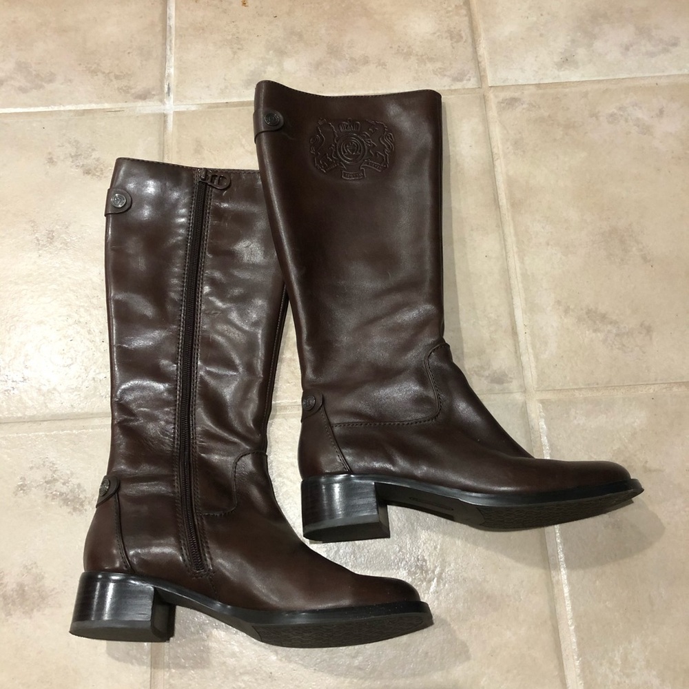 Brown leather boots